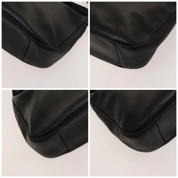 GUCCI Bamboo Shoulder Bag Leather 2way Black Gold 001 1781 1638 Auth 136183 - Picture 14 of 16